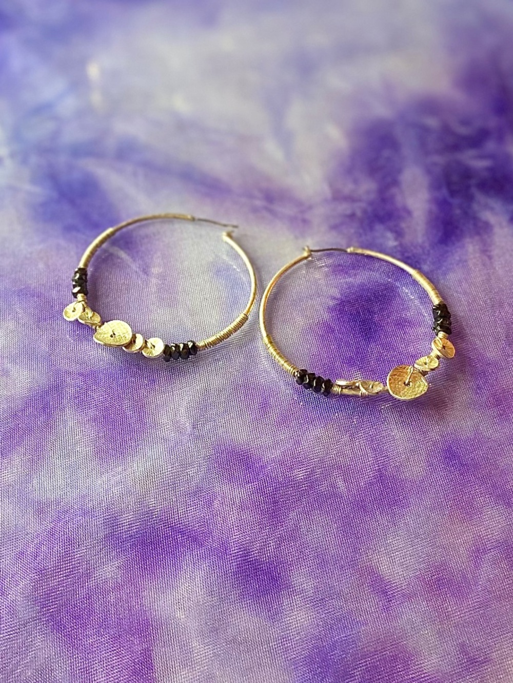 Belk Bohemian Hoop Earrings Silver/Black Gypsy Style Embellished Woman’s Jewelry